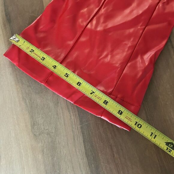 REVICE Venus Star Rear Flares Faux Leather 70s Retro Pants X Mars Gloss Red NWT - Picture 12 of 12